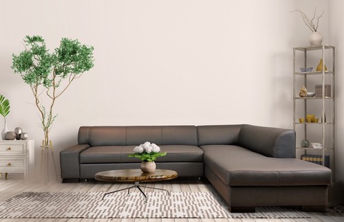 Graues naturleder ecksofa - naturleder,