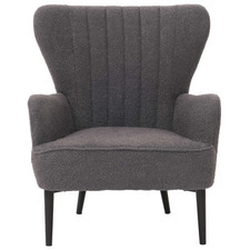 B-Ware Lounge-Sessel MCW-K37, Ohrensessel Retro Bouclé 600g/m², dunkelgrau