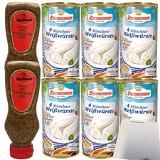 Zimmermann 24 Münchner Weißwürste 6x530g Dose + Händlmaier Süßer Senf 2x225ml 