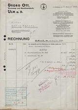 ULM, Rechnung 1936, Werkzeug- und Maschinen-Fabrik Georg Ott