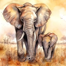 Deko Bild Afrika Elefanten Savanne Wandbild Tiere Wanddeko Dekofliese Wandfliese