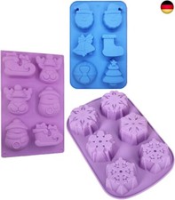 3 Stück Weihnachts Silikonformen,Seifen Schokoladen Cake Pudding Jelly 