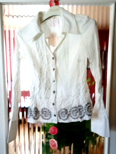 Bluse weiß langarm crash - bluse,