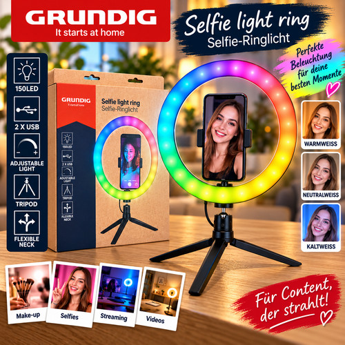 Grundig led selfie ringlicht - ringlicht, +