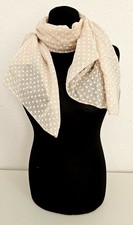 Blogger Italy Schal Tuch Seide/Baumwolle asymetrisch mittelgroße Punkte Beige