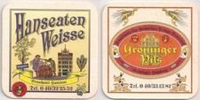 Brauhaus Hanseat - alter Bierdeckel "Hanseaten Weisse - Gröninger Pils"
