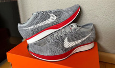 NEW Nike Flyknit Racer Little Red US9.5 EU43 526628-013 Grey Platinum Running