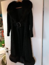 GERSON 1 Traum! Eleganter  Persianer Mantel schwarz mit Pelzkragen und  Pelzsaum
