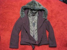 NEU. KHUJO.Warme Wolle Kapuzen Damen Jacke.Webpelz.Gr.S/36.Bordex.