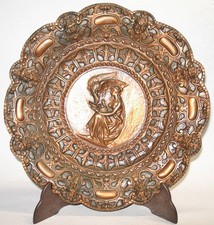 Sehr alter Allegorie Kupfer Wandteller aus den 30er/50er Jahren – Motiv: Weiblic
