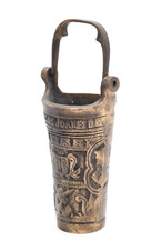 Weihwassereimer Bronze schwer Handarbeit 2.30 kg. Relief Vintage alt H 20 cm