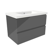 Badmöbel Set 2tlg. Waschtisch mit Unterschrank Anthrazit Becken mit Unterbau