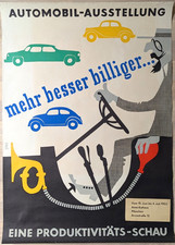 Poster Plakat - Automobil-Ausstellung Siebdruck - Amerikahaus München 1953
