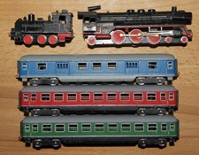 Minitrix 801 + 802 Schiebetrix zwei Dampfloks BR 01 & T3 + drei Schnellzugwagen