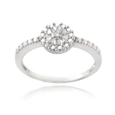 925 Silber Diamant Akzent Blume Versprechen Ring