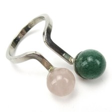 VINTAGE Designer Ring aus 925er Sterling Silber Rosenquarz + Aventurin Retro