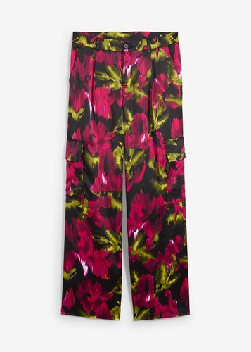 Damen satin cargohose mit - damen,