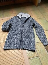 Boss Herren Strickjacke, Pullover, reine Wolle,S, grau/dunkelblau, Reissverschl.