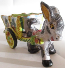 Majolika Esel mit Karren