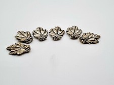 6 x Tischkartenhalter | Metall | Silbern | Traubenblatt