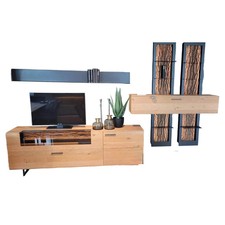 Hartmann Wohnwand Runa Kerneiche Massiv Natur Gebürstet Applikation Rinde 