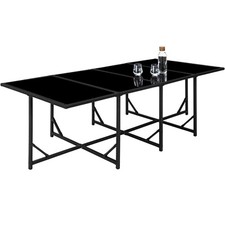 Tisch Gartentisch Esstisch Rattanmöbel Sitzgruppe Glastisch schwarz B-Ware
