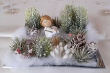 Deko Winterlandschaft, künstl.mit Schutzengel auf Silberteller 15x15cm