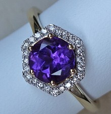 Edel Diamant Ring aus 9kt 375 Gold Ring mit Brillant Amethyst Brillanten ♦️ 8580