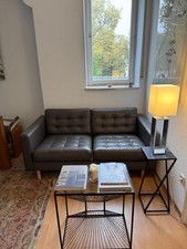 Ledercouch Set Grau, Hochwertiges Ledersofa