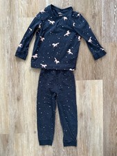 Kinder Schlafanzug von Happy Kids Tchibo Gr.98/104 dunkelblau Pferden Bluse+Hose