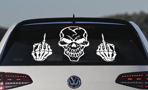 Skull mittelfinger aufkleber - skull,