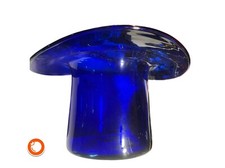 Antike mundgeblasene Kobaltglas Sektkühler  als Zylinder Eiswürfelbehälter  blau