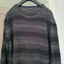 Bruno Banani Pullover schwarz/grau gestreift Gr. L gerader Schnitt top Zustand