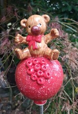 Rosenkugel mit Teddy - Handarbeit -DEKO rot