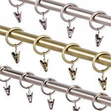 Gardinenstange Vorhangstange Gardinenringe mit Klammern Clips 16mm 19mm 10 Stück