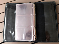 Visitenkartenmappe, Ringbuch, schwarzes Leder, Einleger für 30 Karten