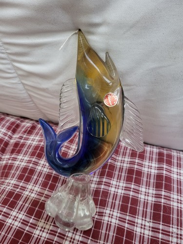 Murano delphin auf glassockel - auf,