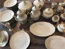 Dürocor Porzellan Bavaria  Elfenbein mit Goldstaffage, Speise- und Kaffee, 12 P.