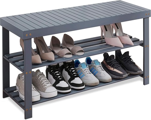 Bambus schuhbank grau - bambus,