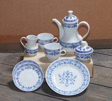 Mokkaservice Kahla Porzellan blau-weiß mit Kobaltunterglasur *vintage*