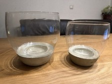 2x Hydroponik-Pflanzenvase aus Glas mit Steifuß, runde Form - groß und klein