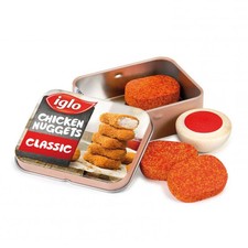 Erzi Chicken Nuggets aus Holz mit Tomaten-Dip – Iglo Spiellebensmittel