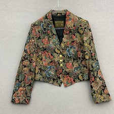 Vintage Taifun Blazer Jacke Damen 40 L Mehrfarbig Blumen Motiv