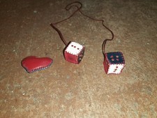 Süße Würfel Leder zum Aufhängen Glücksbringer Auto Herz vintage retro
