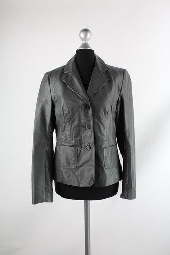 Graue leder jacke - graue, leder-jacke