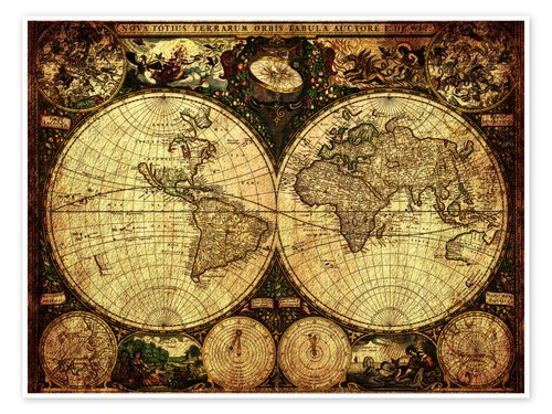 Poster weltkarte 1660 - poster,