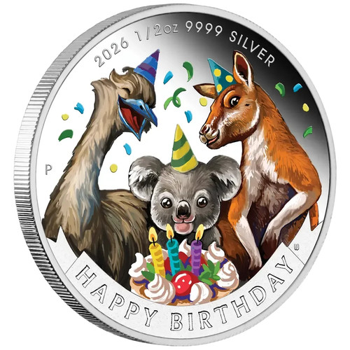 Silbermünze happy birthday - happy,