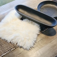 Lammfell eckig 35cm Dekofell Echtfell Sitzkissen Sitzplaid Stuhlkissen Deko Fell