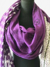 PLOMO O PLATA Dreieck-Schal Dreiecks-Halstuch lila Sterne Peace Hippie XXL