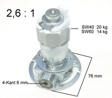 Kurbelgetriebe Kegelradgeriebe 2,6:1 für SW40 Rolladen Getriebe Kurbel Getriebe